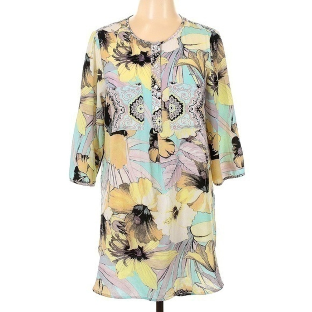 Anthropologie Tunic Top Dress size M Floral Figueroa & Flower